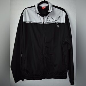 Puma Black and White Zip-Front Windbreaker Jacket
